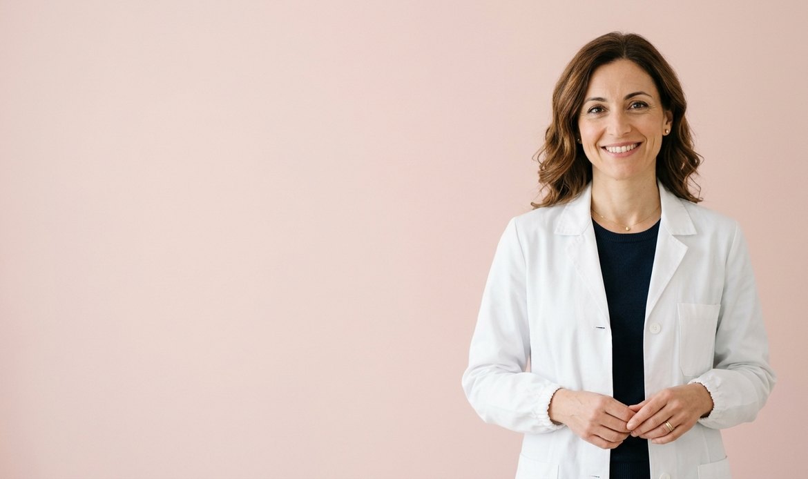 Dermatologa in camice bianco
