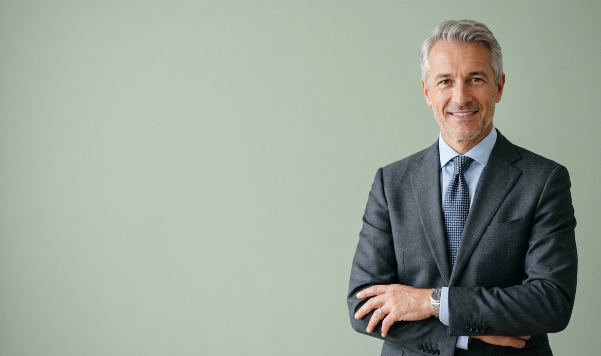 Investment manager in abito grigio