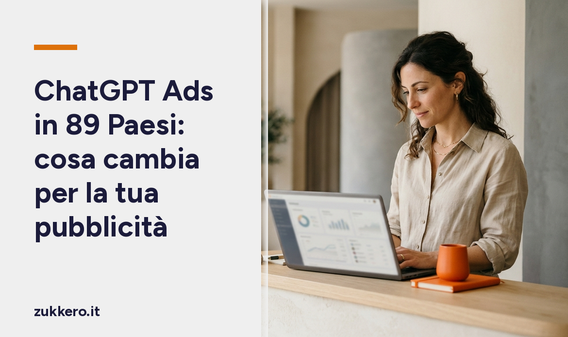 Titolare di una piccola attività guarda una campagna pubblicitaria su ChatGPT dal laptop