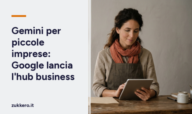 Titolare di una piccola attività consulta Gemini sul tablet al bancone del suo negozio