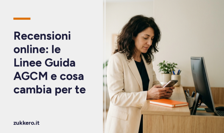 Titolare di un'attività legge le recensioni online dei clienti sullo smartphone alla reception