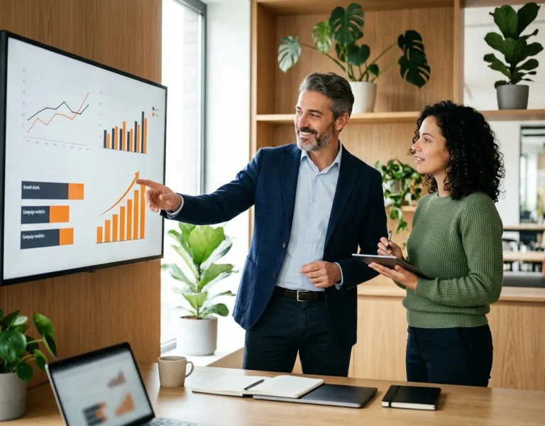 Consulente Zukkero che analizza i risultati marketing con una cliente