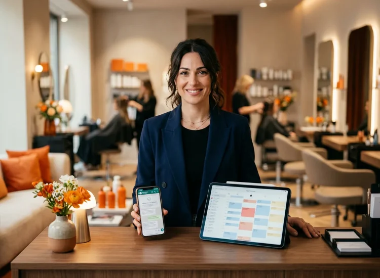 Titolare di salone con prenotazioni e WhatsApp automatici